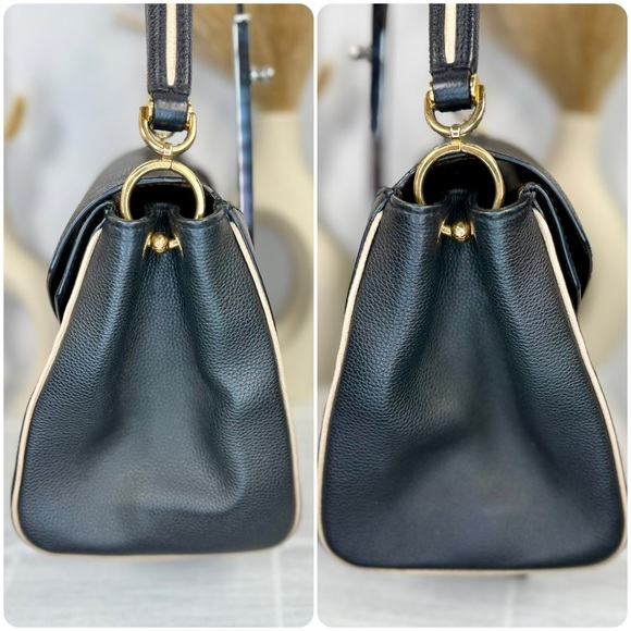 SOLD Louis Vuitton Black Calfskin & Brown Monogram Coated Canvas Double V Bag - Picture 10 of 17